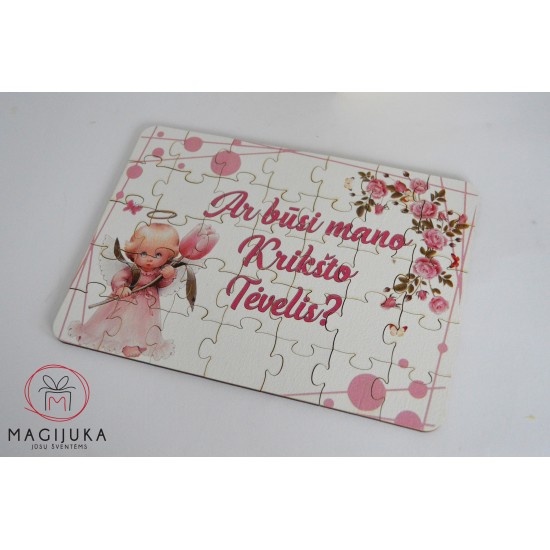 Spalvotas kvietimas - dėlionė dėžutėje "Rožinis angelas"