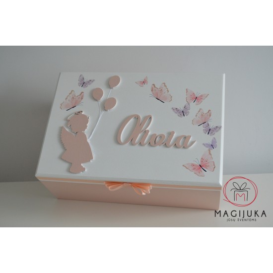 Krikštadėžė "Angeliukas tarp drugelių"