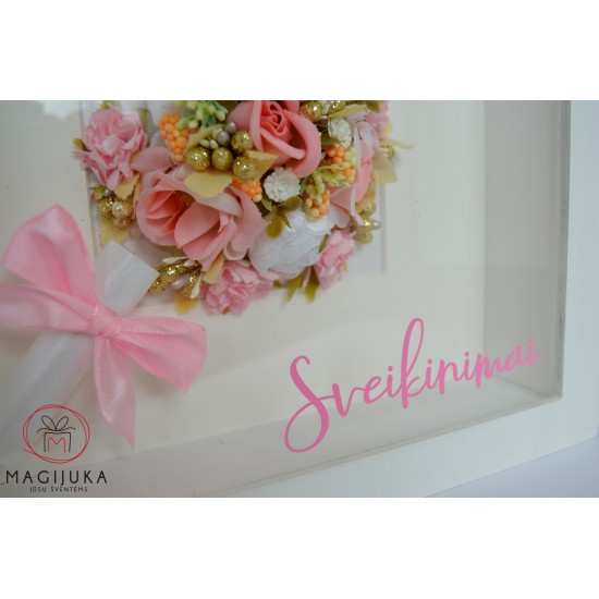Rėmelis pinigams "Rožinė puokštė"