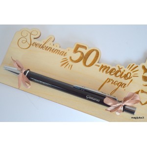 Sveikinimas su graviruotu tušinuku "50-mečio proga!" vyriškas