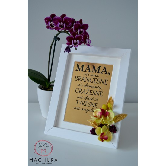 Auksinis sveikinimo rėmelis "Mama"