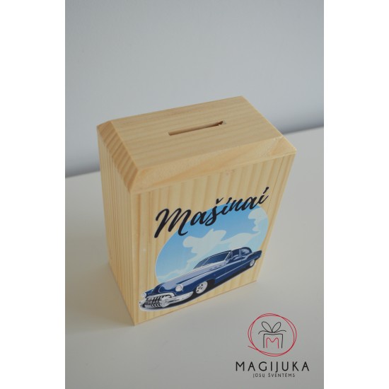 Medinė taupyklė "Mašinai"