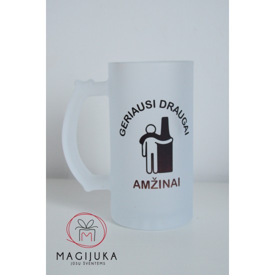 Stiklinis alaus bokalas su užrašu 500 ml – dovana vyrui