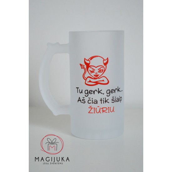 Stiklinis alaus bokalas su užrašu 500 ml – dovana vyrui