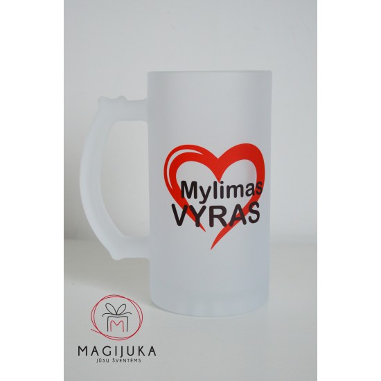 Stiklinis alaus bokalas su užrašu 500 ml – dovana vyrui