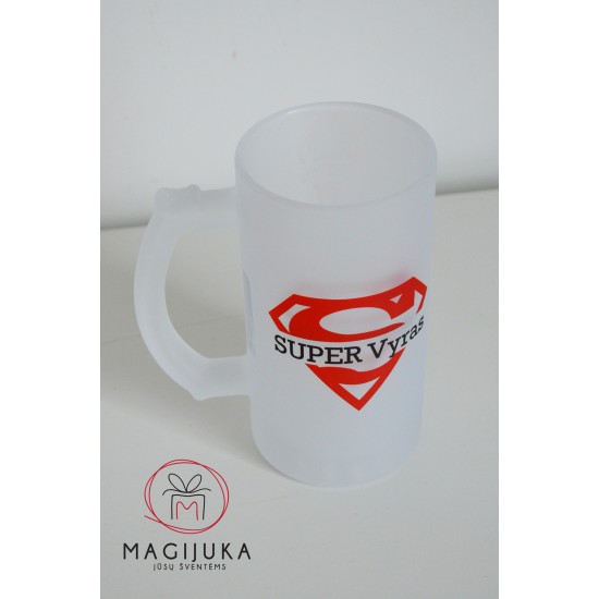 Stiklinis alaus bokalas su užrašu 500 ml – dovana vyrui