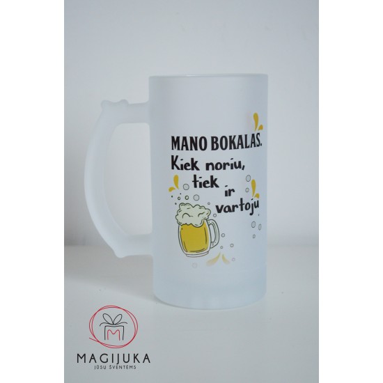 Stiklinis alaus bokalas su užrašu 500 ml – dovana vyrui