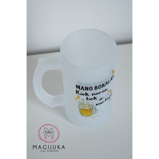Stiklinis alaus bokalas su užrašu 500 ml – dovana vyrui