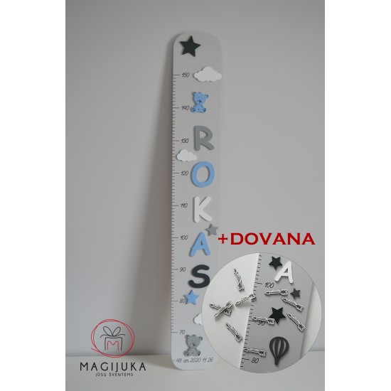 Ūgio matuoklė su vardu "Meškiukas" + DOVANA