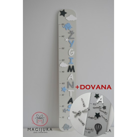 Ūgio matuoklė su vardu "Drambliukai" + DOVANA