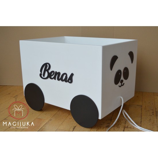 Medinė žaislų dėžė "Panda"