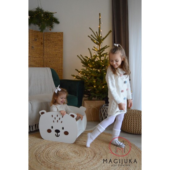 Medinė žaislų dėžė "Meškiukas"