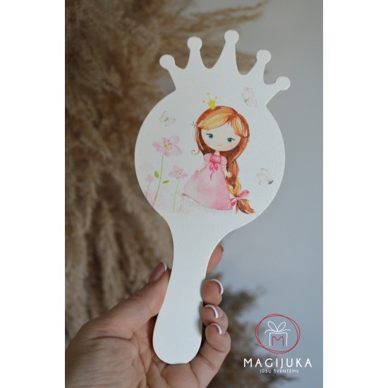 Medinis rankinis veidrodėlis Karūna "Princesė"
