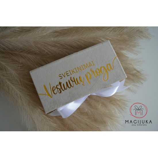 Medžiaginė dėžutė pinigams ar dovanai "Vestuvių proga"