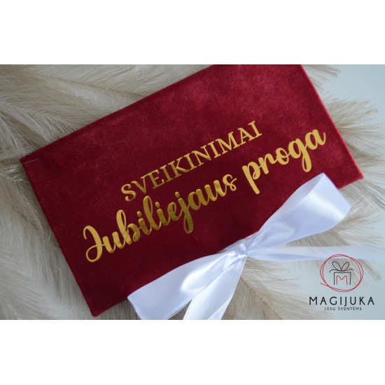 Medžiaginis vokelis pinigams "Sveikinimai Jubiliejaus proga" 2
