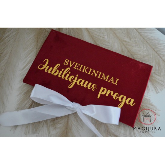 Medžiaginis vokelis pinigams "Sveikinimai Jubiliejaus proga" 2