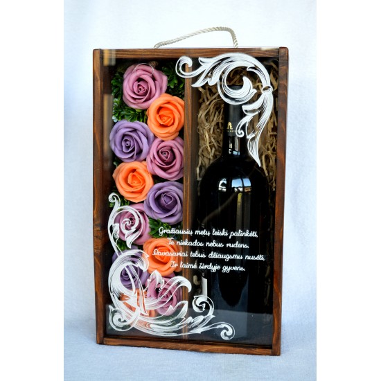 Dviguba vyno dėžė "Ornamentai"