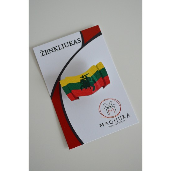 Medinis ženkliukas "Lietuvos vėliava su Vyčiu"