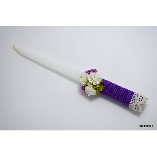 Dekoruota krikšto žvakė "Violetinė"