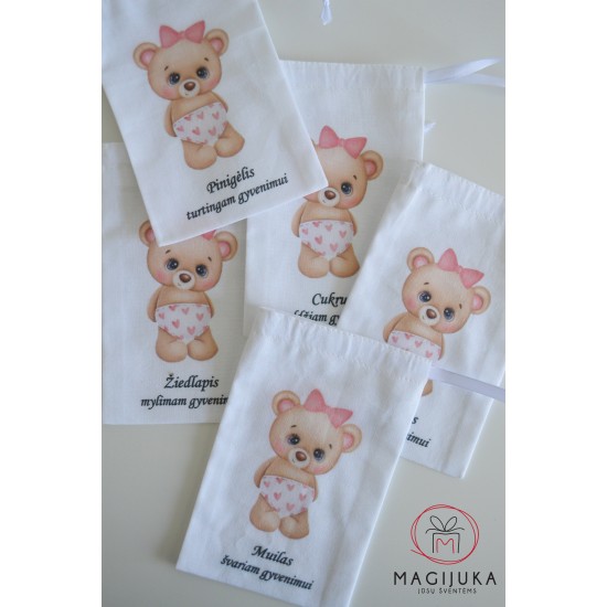 Krikštynų maišeliai "Miela meškutė"