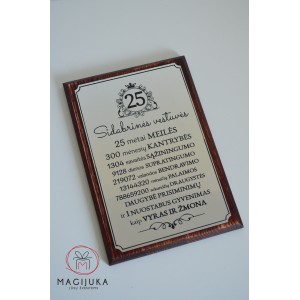 Sveikinimas 25 Sidabrinių vestuvių proga