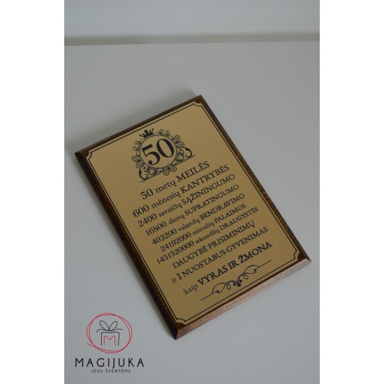 Sveikinimo atvirukas Auksinėms (50 metų) vestuvėms
