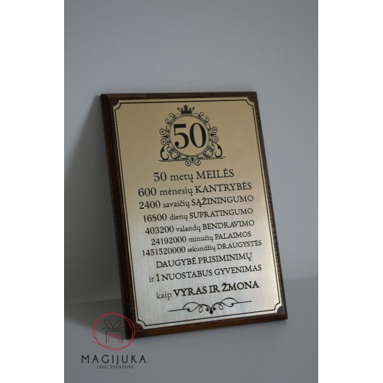 Sveikinimo atvirukas Auksinėms (50 metų) vestuvėms